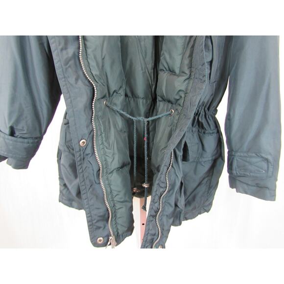 Eddie Bauer Women's Medium Dark Teal Goose Down Feather Coat Adjustable *flawed* - Picture 11 of 15